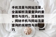 手机流量与网站流量，全面解析流量查询的重要性与技巧，流量解析，揭秘手机与网站流量查询的关键性与高效技巧