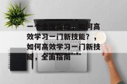 一个全面指南，如何高效学习一门新技能？，如何高效学习一门新技能，全面指南