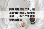网站流量统计广告，精准营销的利器，精准流量统计，助力广告精准营销新篇章