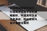 企业网站规划与设计，打造高效信息平台的策略解析，构建高效企业信息平台，网站规划与设计策略全解析