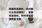 把握农业商机，农村做什么投资赚钱？，掌握农业商机，农村项目投资致富之路