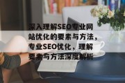 深入理解SEO专业网站优化的要素与方法，专业SEO优化，理解要素与方法深度解析