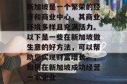 新加坡是一个繁荣的经济和商业中心,其商业环境多样且充满活力。以下是一些在新加坡做生意的好方法,可以帮助您实现财富增长。,如何在新加坡成功经营一家企业