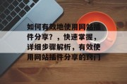 如何有效地使用网站插件分享？，快速掌握，详细步骤解析，有效使用网站插件分享的窍门