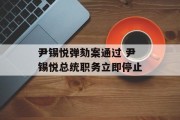 尹锡悦弹劾案通过 尹锡悦总统职务立即停止