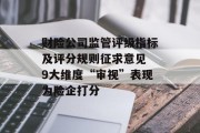 财险公司监管评级指标及评分规则征求意见 9大维度“审视”表现为险企打分