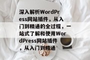 深入解析WordPress网站插件，从入门到精通的全过程，一站式了解和使用WordPress网站插件，从入门到精通