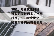 SEO，专业优化网站排名的关键因素，一网打尽，SEO专业优化网站排名的关键要素分析