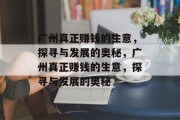 广州真正赚钱的生意，探寻与发展的奥秘，广州真正赚钱的生意，探寻与发展的奥秘