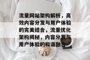 流量网站架构解析，高效内容分发与用户体验的完美结合，流量优化架构揭秘，内容分发与用户体验的和谐融合