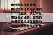梅州做些什么赚钱？，梅州市做什么可以赚钱？，（注意，以上只是建议性的标题，实际的选择需要根据你提供的具体信息和目标进行综合考虑。）