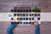 校园通用流量查询网站，便捷校园生活的新助手，校园流量管家，便捷校园生活新助手