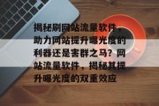 揭秘刷网站流量软件，助力网站提升曝光度的利器还是害群之马？网站流量软件，揭秘其提升曝光度的双重效应