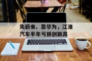 失蔚来、靠华为，江淮汽车半年亏损创新高