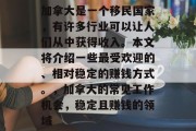 加拿大是一个移民国家，有许多行业可以让人们从中获得收入。本文将介绍一些最受欢迎的、相对稳定的赚钱方式。，加拿大的常见工作机会，稳定且赚钱的领域