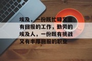 埃及,一份既忙碌又富有回报的工作,勤劳的埃及人,一份既有挑战又有丰厚回报的职业
