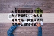 太和县如何通过电商平台进行赚钱？，太和县电商之路，探索成功的电商平台赚钱模式