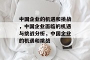 中国企业的机遇和挑战，中国企业面临的机遇与挑战分析，中国企业的机遇和挑战