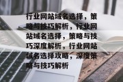 行业网站域名选择，策略与技巧解析，行业网站域名选择，策略与技巧深度解析，行业网站域名选择攻略，深度策略与技巧解析