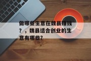做哪些生意在魏县赚钱？，魏县适合创业的生意有哪些?