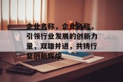企业名称，企业名称，引领行业发展的创新力量，双雄并进，共铸行业创新辉煌