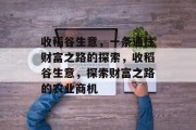 收稻谷生意,一条通往财富之路的探索,收稻谷生意,探索财富之路的农业商机 收稻谷生意,一条通往财富之路的探索,收稻谷生意,探索财富之路的农业商机