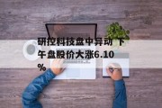 研控科技盘中异动 下午盘股价大涨6.10%