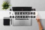 石家庄创业做什么赚钱?,创业者如何选择适合自己的项目进行投资? 石家庄创业做什么赚钱?,创业者如何选择适合自己的项目进行投资?