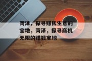 菏泽，探寻赚钱生意的宝地，菏泽，探寻商机无限的赚钱宝地