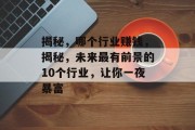 揭秘，哪个行业赚钱，揭秘，未来最有前景的10个行业，让你一夜暴富