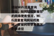 揭秘WiFi流量查询网站，如何轻松掌握你的网络使用情况，WiFi流量查询网站的奥秘，掌握网络使用情况的新途径