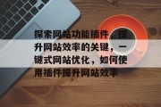 探索网站功能插件，提升网站效率的关键，一键式网站优化，如何使用插件提升网站效率