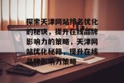 探索天津网站排名优化的秘诀，提升在线品牌影响力的策略，天津网站优化秘籍，提升在线品牌影响力策略