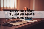 揭秘金融销售的赚钱之道，成功掌握金融销售技巧，揭秘盈利秘诀
