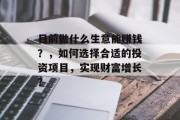 目前做什么生意能赚钱?,如何选择合适的投资项目,实现财富增长?