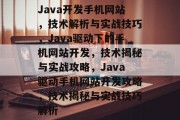 Java开发手机网站，技术解析与实战技巧，Java驱动下的手机网站开发，技术揭秘与实战攻略，Java驱动手机网站开发攻略，技术揭秘与实战技巧解析