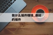 做什么插件赚钱_最好的插件