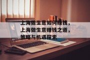 上海做生意如何赚钱,上海做生意赚钱之道,策略与机遇探索 上海做生意如何赚钱,上海做生意赚钱之道,策略与机遇探索