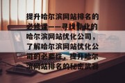 提升哈尔滨网站排名的必修课——寻找专业的哈尔滨网站优化公司，了解哈尔滨网站优化公司的必要性，提升哈尔滨网站排名的秘密武器