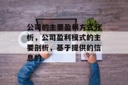 公司的主要盈利方式分析，公司盈利模式的主要剖析，基于提供的信息的