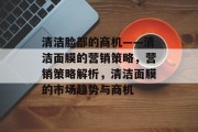 清洁脸部的商机——清洁面膜的营销策略,营销策略解析,清洁面膜的市场趋势与商机