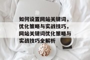 如何设置网站关键词，优化策略与实战技巧，网站关键词优化策略与实战技巧全解析