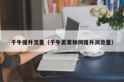 千牛提升流量（千牛卖家如何提升浏览量）