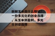 新鲜玉米做什么赚钱?一份多元化的创业选择,从玉米到盈利,多元化创业选择 新鲜玉米做什么赚钱?一份多元化的创业选择,从玉米到盈利,多元化创业选择