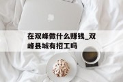 在双峰做什么赚钱_双峰县城有招工吗