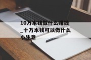 10万本钱做什么赚钱_十万本钱可以做什么小生意