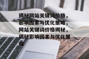 揭秘网站关键词价格，影响因素与优化策略，网站关键词价格揭秘，揭秘影响因素与优化策略