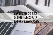 晶科能源(688223.SH)：本次拟询价转让4.00%股份
