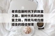 老农在新时代下的致富之路,新时代农民的致富之路,传统与现代相结合的路径探索 老农在新时代下的致富之路,新时代农民的致富之路,传统与现代相结合的路径探索