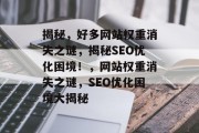 揭秘，好多网站权重消失之谜，揭秘SEO优化困境！，网站权重消失之谜，SEO优化困境大揭秘